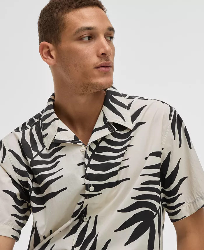 Alfani Mode Of One Men's Large Palm Relaxed-Fit Printed Button-Down Camp Shirt Exclusively At Macy's Men's Fashion & Accessories