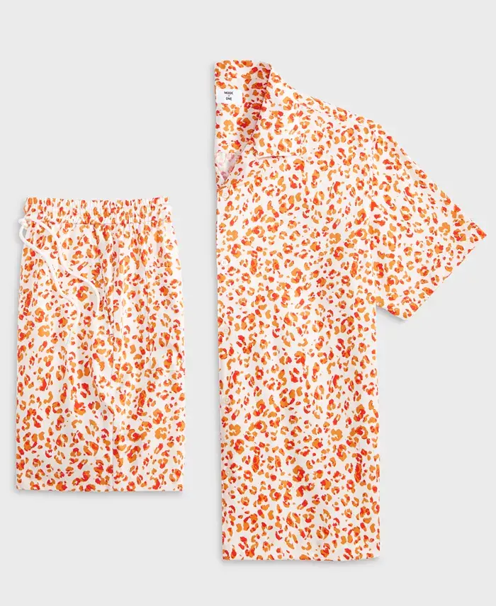 Alfani Mode Of One Men's Leopard-Print Camp Shirt And Relaxed-Fit Shorts Exclusively At Macy's Men's Fashion & Accessories