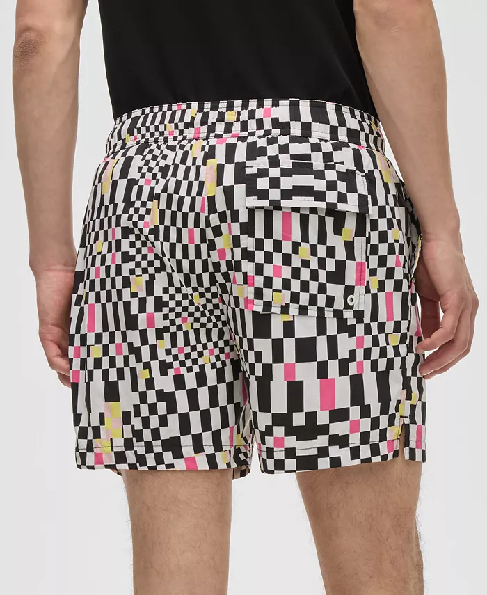 Alfani Mode Of One Men's Mixed Check Regular-Fit Printed Swim Trunks Exclusively At Macy's Men's Fashion & Accessories