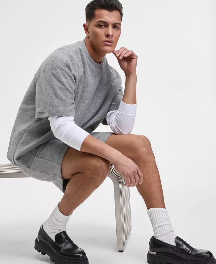 Alfani Mode Of One Men's Oversized-Fit Textured Sweatshirt & Regular-Fit 7" Reverse French Terry Shorts Exclusively At Macy's Men's Fashion & Accessories