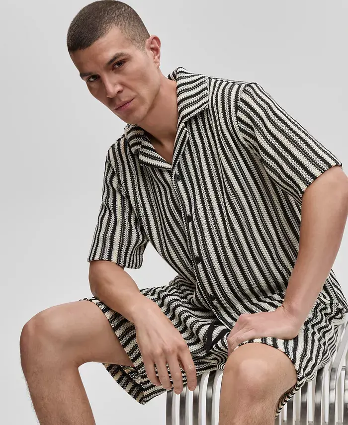 Alfani Mode Of One Men's Relaxed-Fit Vertical-Stripe Button-Up Shirt & Shorts Exclusively At Macy's Men's Fashion & Accessories