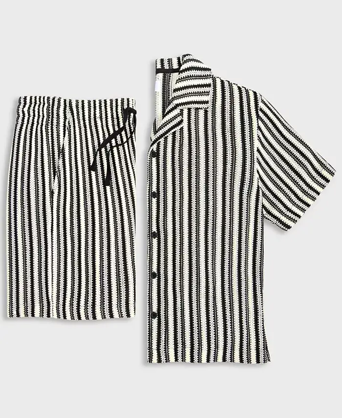 Alfani Mode Of One Men's Relaxed-Fit Vertical-Stripe Button-Up Shirt & Shorts Exclusively At Macy's Men's Fashion & Accessories