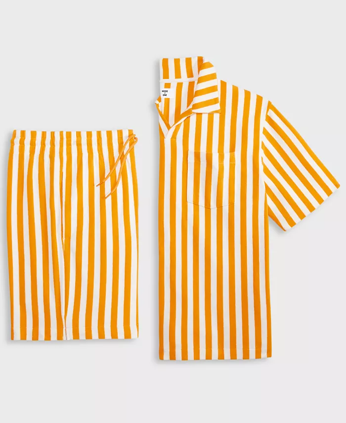 Alfani Mode Of One Men's Relaxed-Fit Vertical-Stripe Terry Shirt & Shorts Exclusively At Macy's Men's Fashion & Accessories