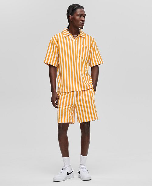 alfani Mode of One Men's Relaxed-Fit Vertical-Stripe Terry Shirt & Shorts Exclusively at Macy's Men's Fashion & Accessories