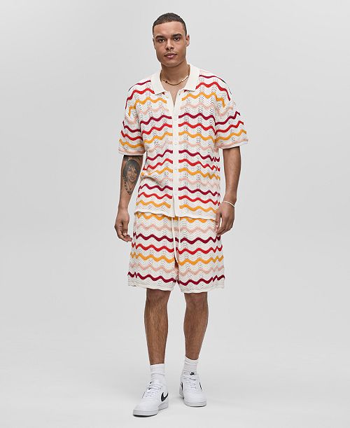 alfani Mode of One Men's Short-Sleeve Relaxed Gradient Sweater & Shorts Exclusively at Macy's Men's Fashion & Accessories