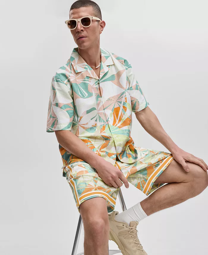 Alfani Mode Of One Men's Slick Play Camp Shirt & 7" Mesh Shorts Exclusively At Macy's Men's Fashion & Accessories