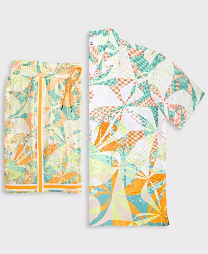 Alfani Mode Of One Men's Slick Play Camp Shirt & 7" Mesh Shorts Exclusively At Macy's Men's Fashion & Accessories