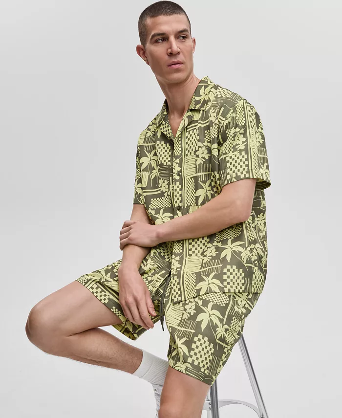 Alfani Mode Of One Men's Vacation Palm Camp Shirt & Shorts Exclusively At Macy's Men's Fashion & Accessories