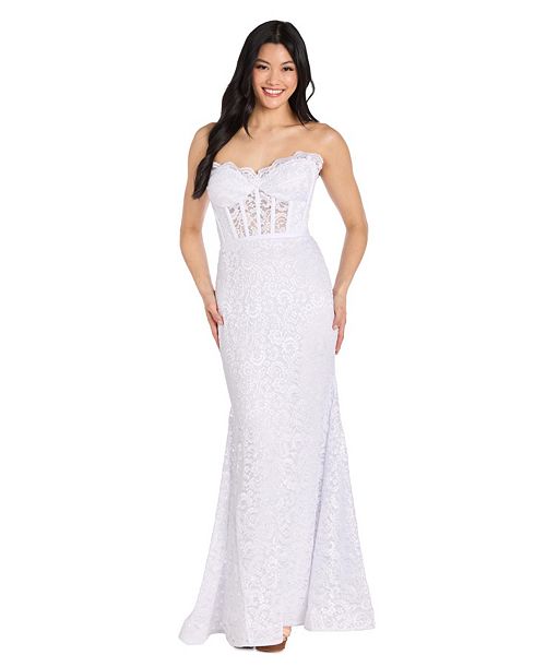 alfani Morgan & Company Juniors' Glitter Lace Corset Gown Juniors'