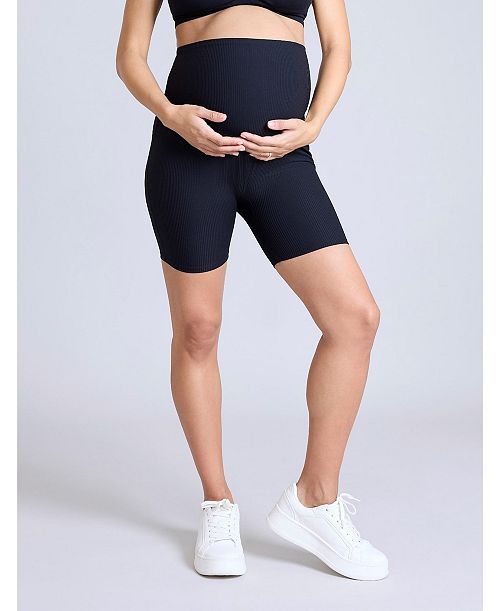 alfani Motherhood Maternity Maternity 6 1/2" Ribbed Biker Short - Motherhood Women's Fashion Shoes & Accessories