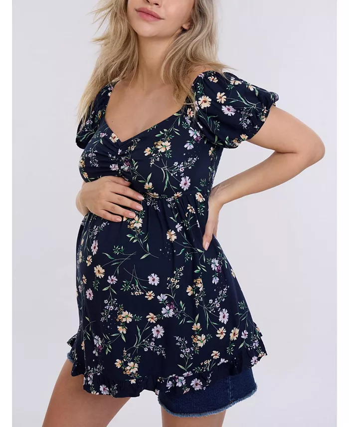 Alfani Motherhood Maternity Maternity Off The Shoulder Short Sleeve Babydoll Top - Motherhood Women's Fashion Shoes & Accessories