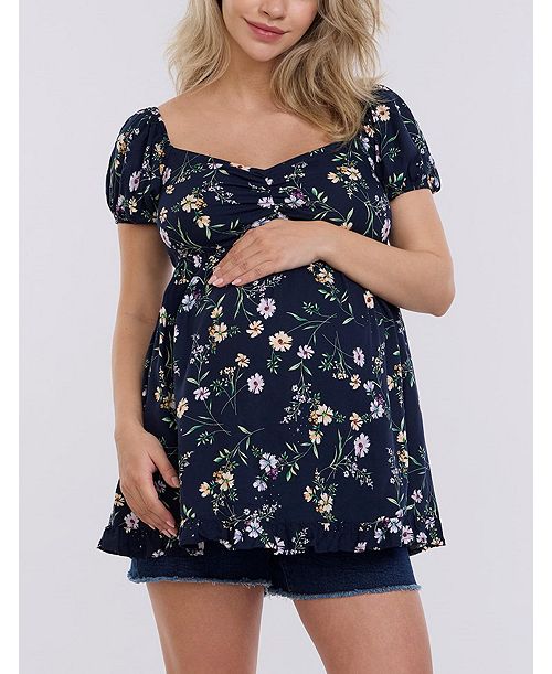 alfani Motherhood Maternity Maternity Off the Shoulder Short Sleeve Babydoll Top - Motherhood Women's Fashion Shoes & Accessories