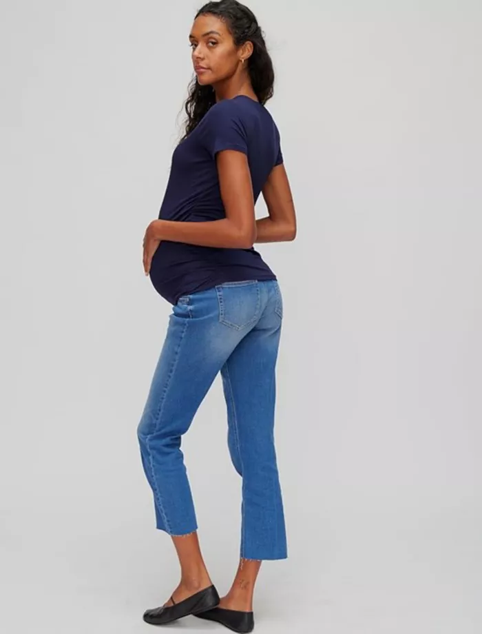Alfani Motherhood Maternity Maternity Secret Fit Over The Bump Straight Leg Denim Jeans - Motherhood Women's Fashion Shoes & Accessories