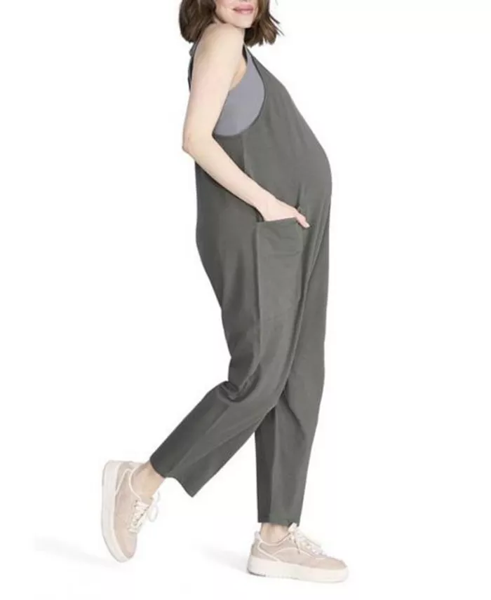 Alfani Motherhood Maternity Women's Sleeveless Relaxed Fit Maternity Jumpsuit Women's Fashion Shoes & Accessories
