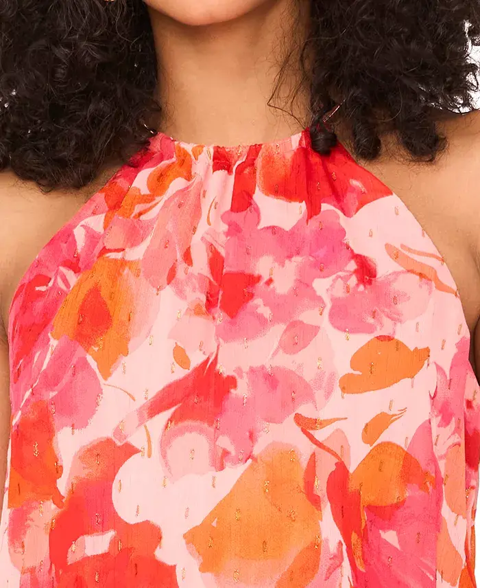 Alfani MSK Women's Printed Chiffon Blouson Maxi Dress Women's Fashion Shoes & Accessories