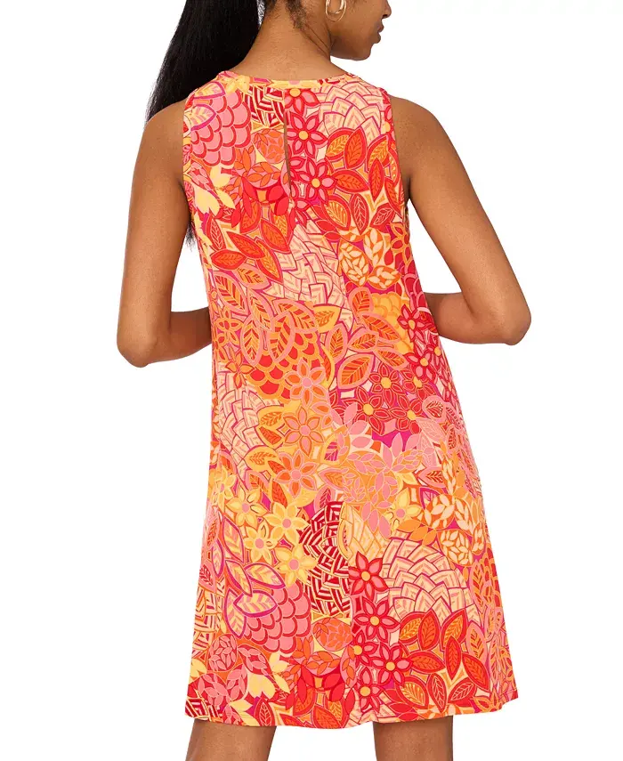 Alfani MSK Women's Printed Jersey Sleeveless Swing Dress Women's Fashion Shoes & Accessories