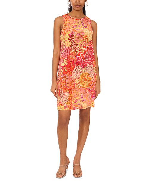 alfani MSK Women's Printed Jersey Sleeveless Swing Dress Women's Fashion Shoes & Accessories