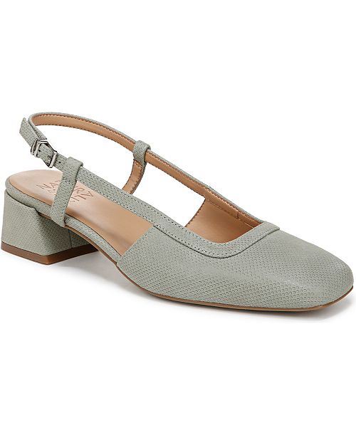 alfani Naturalizer Block Heel Square Toe Leather Slingback Pumps Women's Fashion Shoes & Accessories