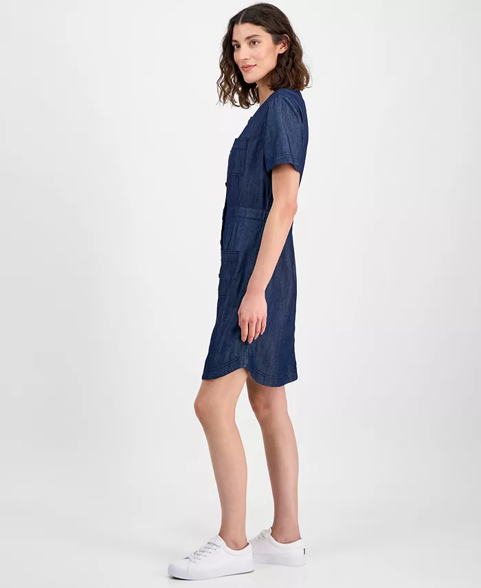 Alfani Nautica Jeans Women Denim Button-Front Dress Women's Fashion Shoes & Accessories
