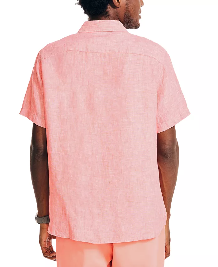Alfani Nautica Men's Classic-Fit Solid Linen Short-Sleeve Shirt Men's Fashion & Accessories