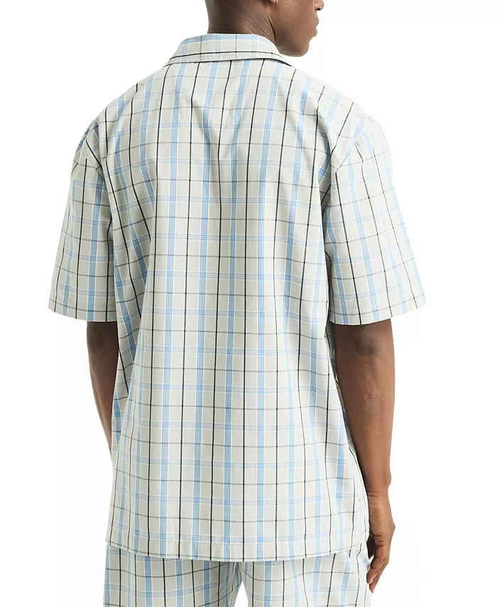 Alfani Nautica Men's Crafted Plaid Camp Sleep Pajama Shirt Men's Fashion & Accessories