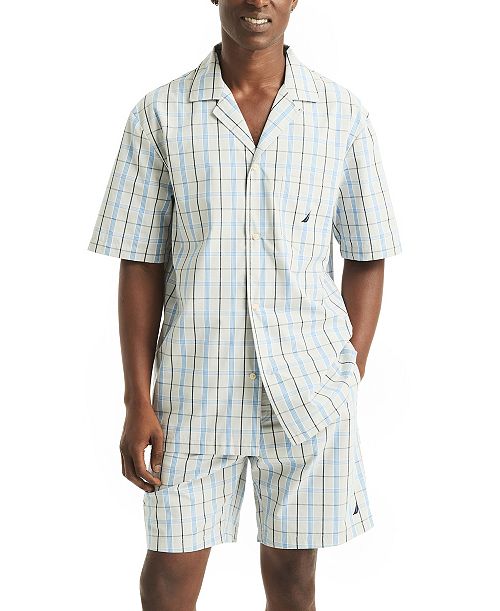 alfani Nautica Men's Crafted Plaid Camp Sleep Pajama Shirt Men's Fashion & Accessories