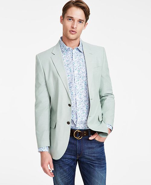 alfani Nautica Men's Modern-Fit Chambray Sport Coat Men's Fashion & Accessories