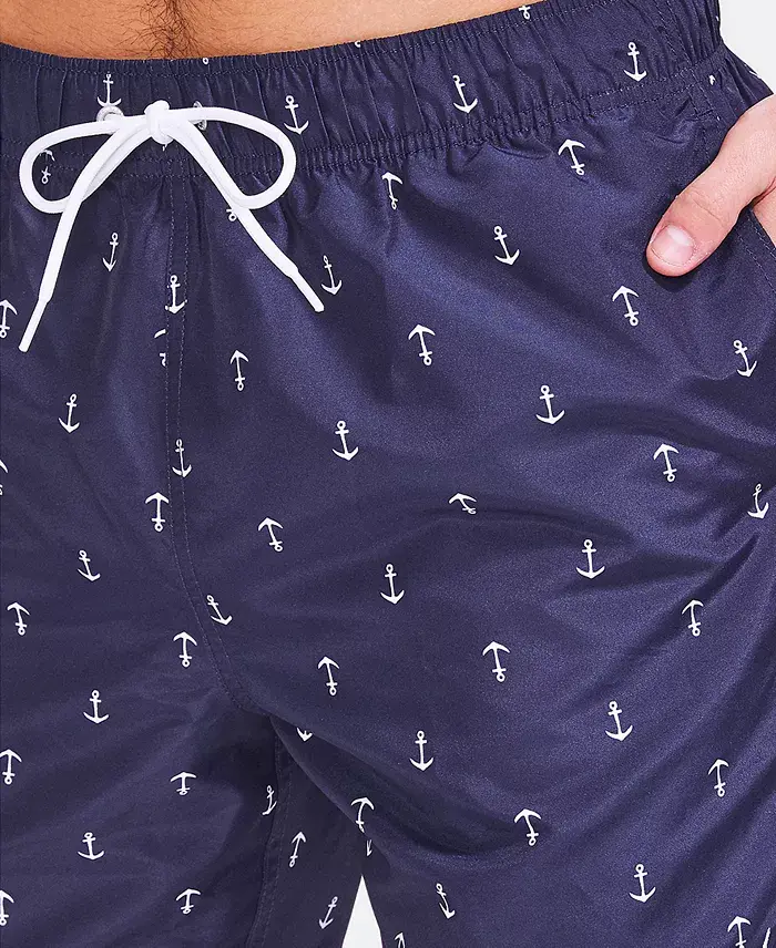Alfani Nautica Men's Quick-Dry Anchor-Print 8" Swim Trunks Men's Fashion & Accessories