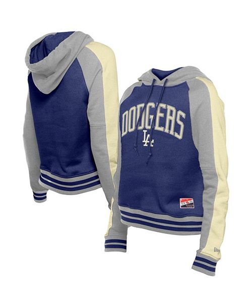 alfani New Era Women's Royal Los Angeles Dodgers Cooperstown Collection Cropped Raglan Pullover Hoodie Sports Fan Shop