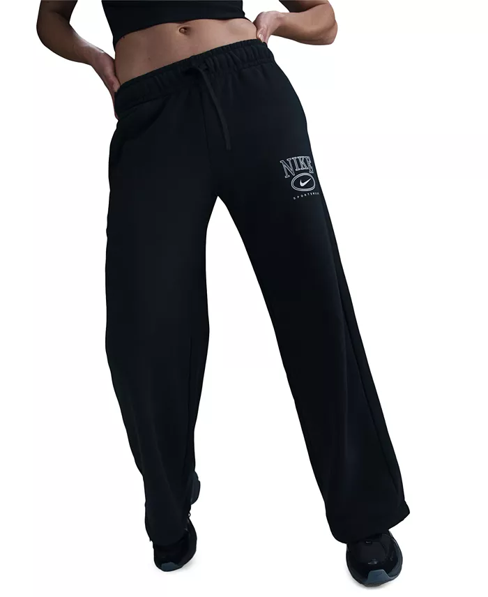 Alfani Nike Sportswear Women's Club Fleece Mid-Rise Wide-Leg Logo Pants Women's Fashion Shoes & Accessories