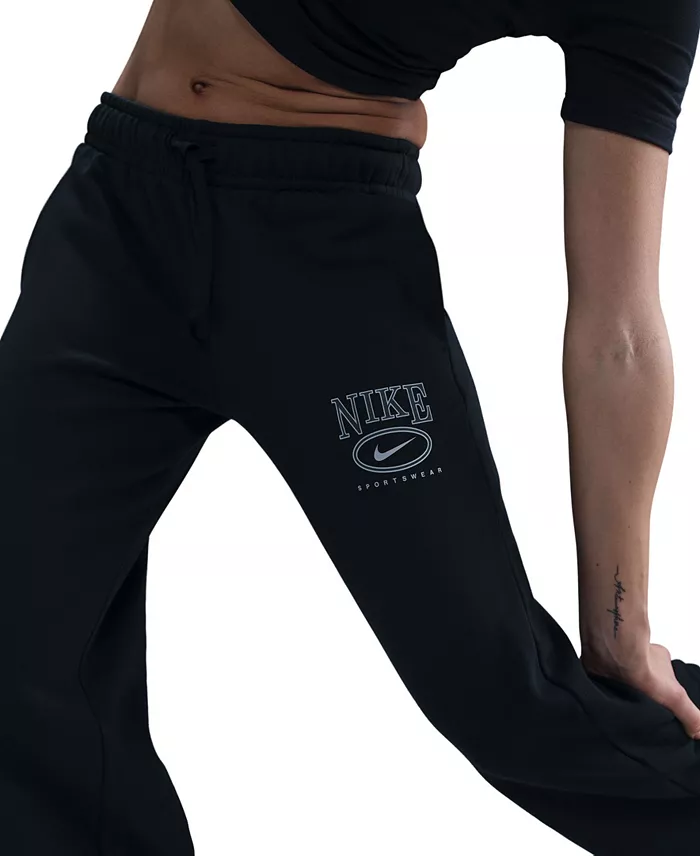 Alfani Nike Sportswear Women's Club Fleece Mid-Rise Wide-Leg Logo Pants Women's Fashion Shoes & Accessories