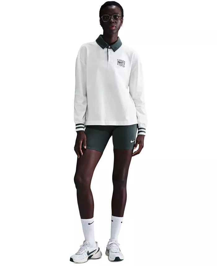 Alfani Nike Sportswear Women's Essential Oversized Long-Sleeve Polo Women's Fashion Shoes & Accessories