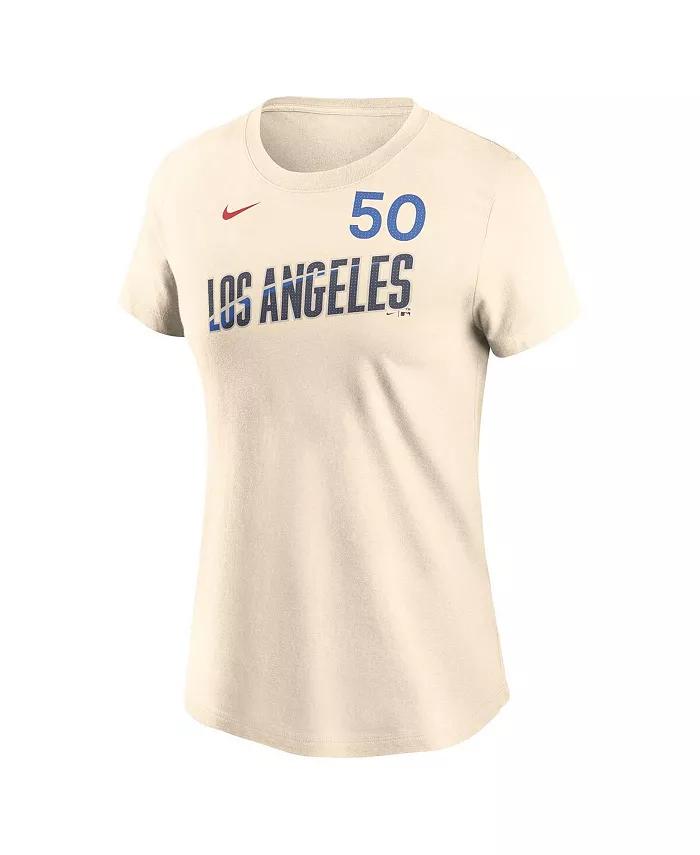 Alfani Nike Women's Mookie Betts Cream Los Angeles Dodgers 2024 City Connect Fuse Name Number T-Shirt Sports Fan Shop