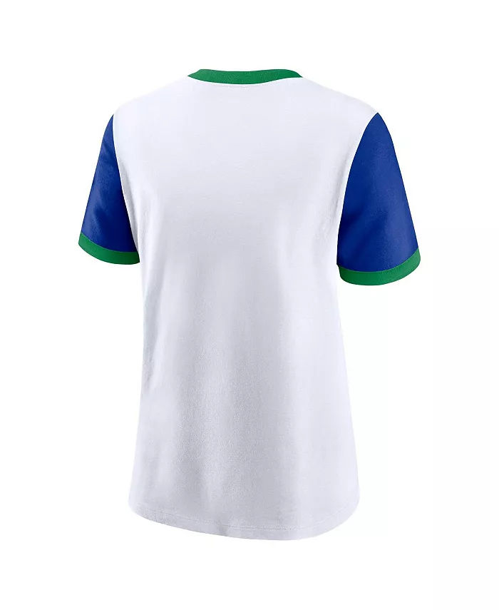 Alfani Nike Women's White/Royal Seattle Seahawks Rewind Ringer T-Shirt Sports Fan Shop