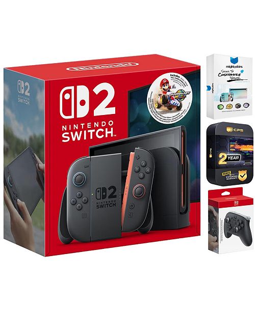 alfani Nintendo Switch 2 Mario Kart World Bundle with Pro Controller MightySkins Code and 2 CPS Year Extended Warranty Electronics