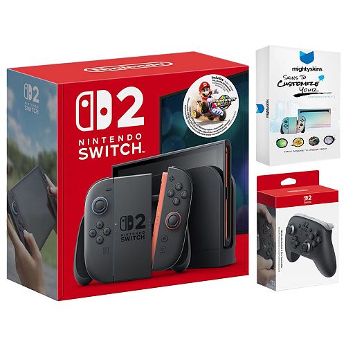 alfani Nintendo Switch 2 Mario Kart World Bundle with Pro Controller and MightySkins Code Electronics