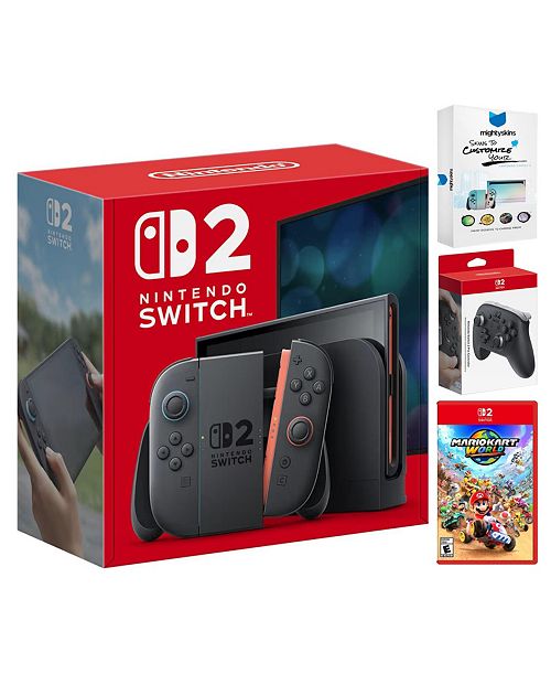 alfani Nintendo Switch 2 Video Game Console with Mario Kart World Pro Controller and MightySkins Code Bundle Electronics