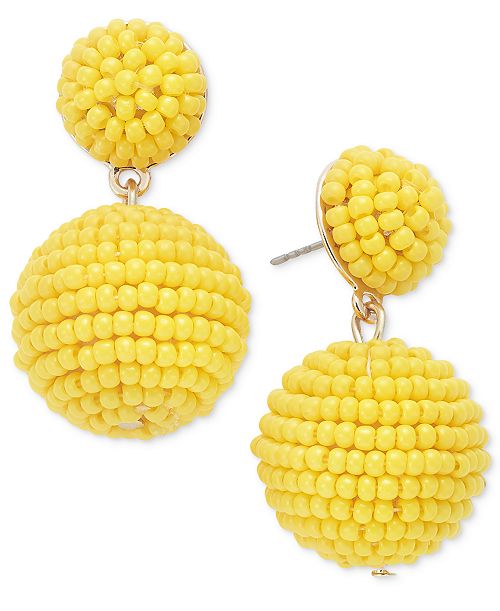 alfani On 34th Seed Bead Embellished Drop Earrings Created for Macy's Jewelry & Watches