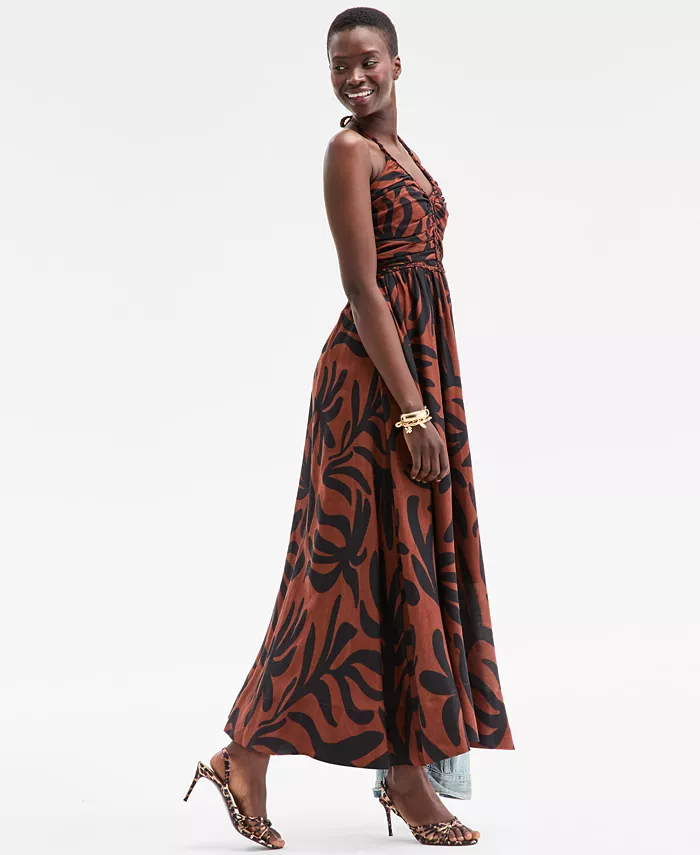 Alfani On 34th Women's Braided-Trim Halter Maxi Dress Exclusively At Macy's Women's Fashion Shoes & Accessories