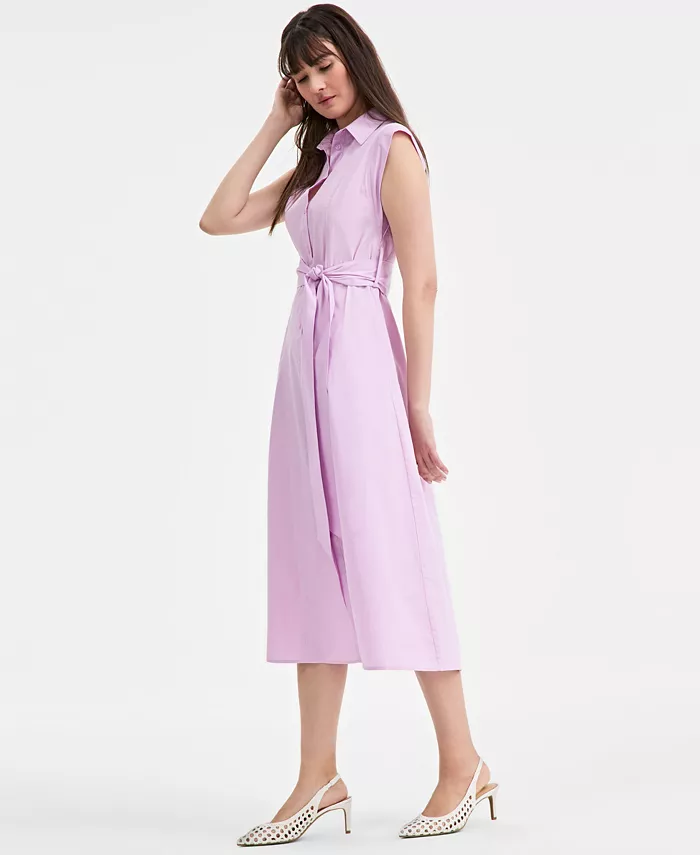 Alfani On 34th Women's Cotton Belted Midi Shirtdress Exclusively At Macy's Women's Fashion Shoes & Accessories