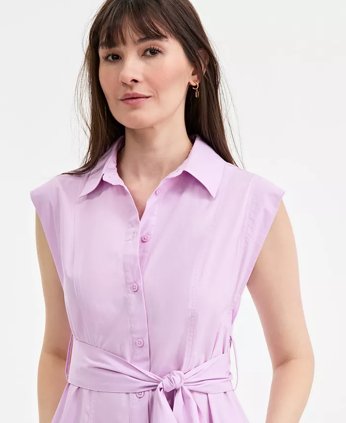 Alfani On 34th Women's Cotton Belted Midi Shirtdress Exclusively At Macy's Women's Fashion Shoes & Accessories