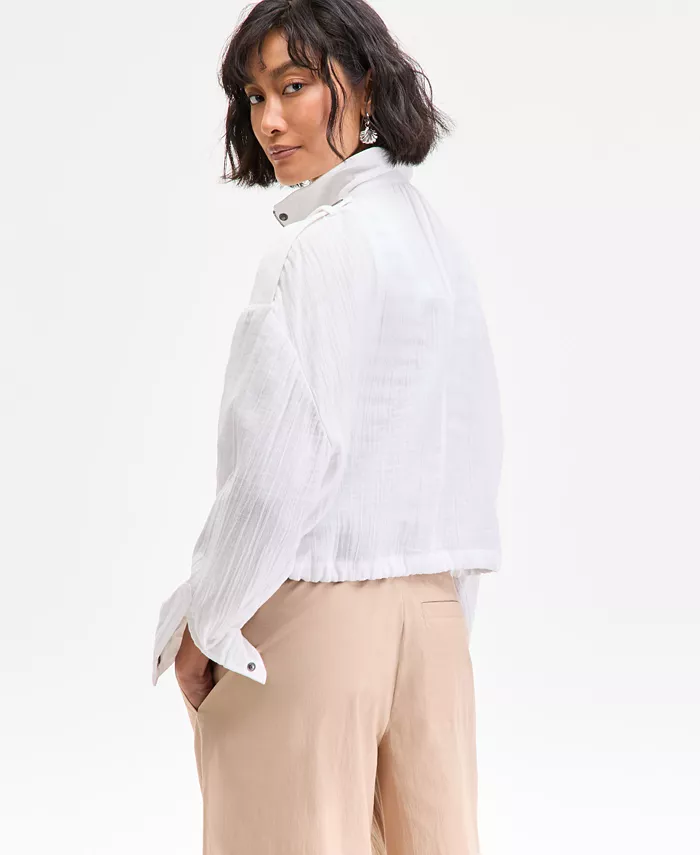Alfani On 34th Women's Cotton Gauze Cropped Jacket Exclusively At Macy's Women's Fashion Shoes & Accessories