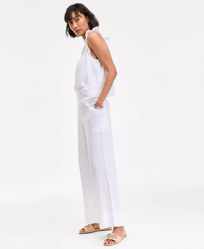 Alfani On 34th Women's Cotton Gauze Pull-On Pants Exclusively At Macy's Women's Fashion Shoes & Accessories