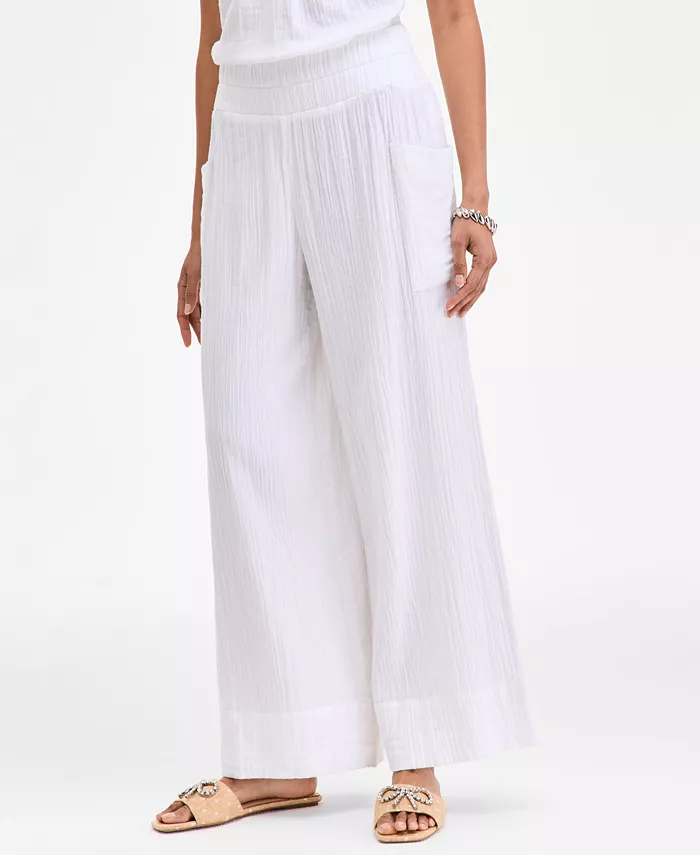 Alfani On 34th Women's Cotton Gauze Pull-On Pants Exclusively At Macy's Women's Fashion Shoes & Accessories