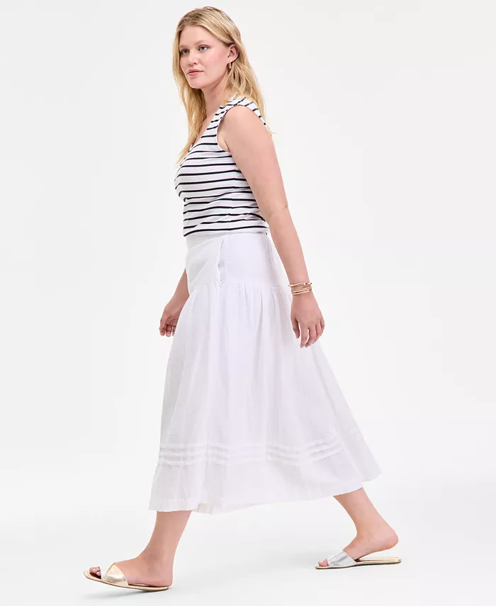 Alfani On 34th Women's Cotton Gauze Tiered Midi Skirt Exclusively At Macy's Women's Fashion Shoes & Accessories