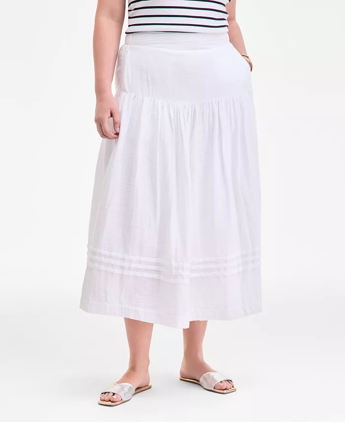 Alfani On 34th Women's Cotton Gauze Tiered Midi Skirt Exclusively At Macy's Women's Fashion Shoes & Accessories
