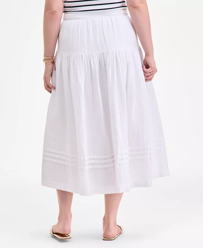 Alfani On 34th Women's Cotton Gauze Tiered Midi Skirt Exclusively At Macy's Women's Fashion Shoes & Accessories