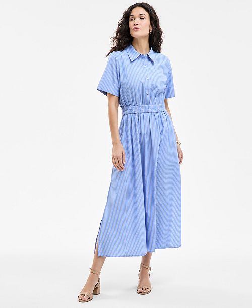 alfani On 34th Women's Cotton Midi Shirtdress Exclusively at Macy's Women's Fashion Shoes & Accessories