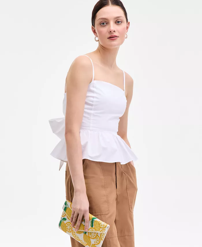 Alfani On 34th Women's Cotton Tie-Back Peplum Tank Exclusively At Macy's Women's Fashion Shoes & Accessories