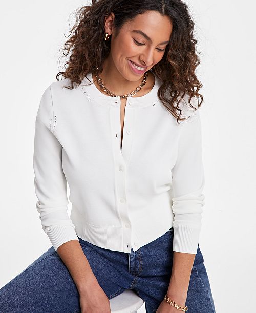 alfani On 34th Women's Crewneck Long-Sleeve Cardigan Exclusively at Macy's Women's Fashion Shoes & Accessories